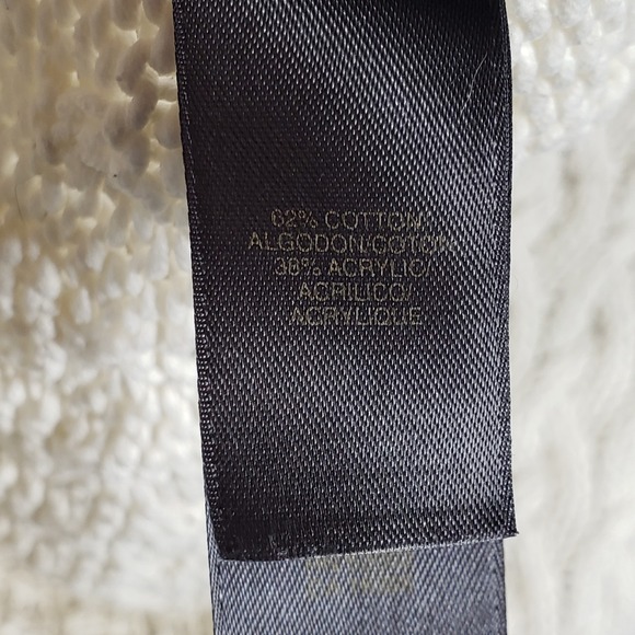 Liz Claiborne Womens Sweater Petite Large Ivory Cable Knit Polo V-Neck Good - Picture 6 of 10